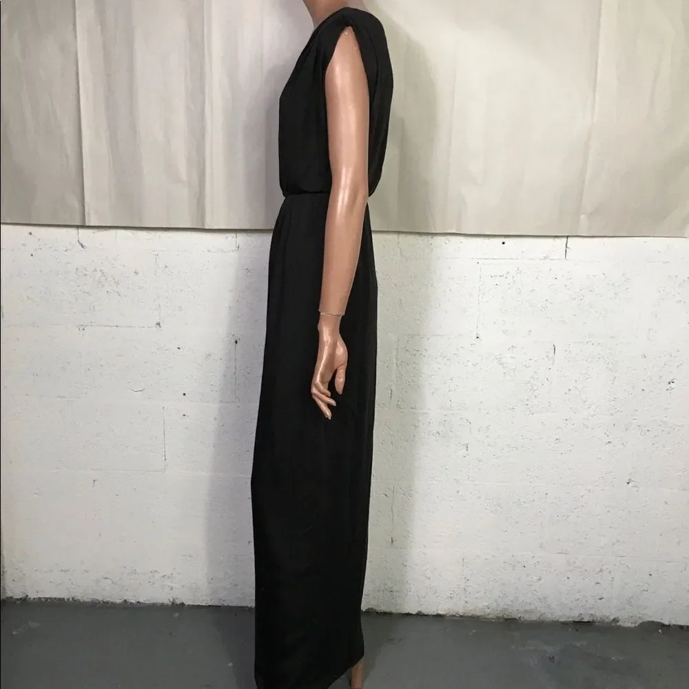 French Connection black one shoulder maxi dress 0
